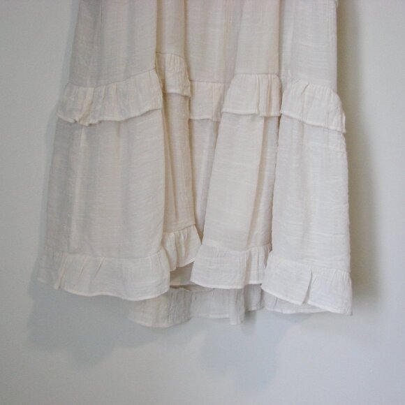 Hyfve Babydoll Mini Dress Cream Boho Tiered Ruffle Tie Sleeveless Straps Medium - Picture 13 of 13